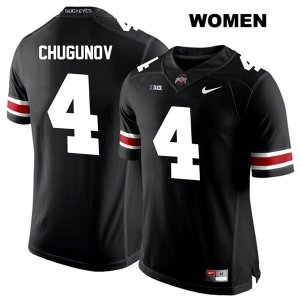 Women's NCAA Ohio State Buckeyes Chris Chugunov #4 College Stitched Authentic Nike White Number Black Football Jersey YH20J12LG